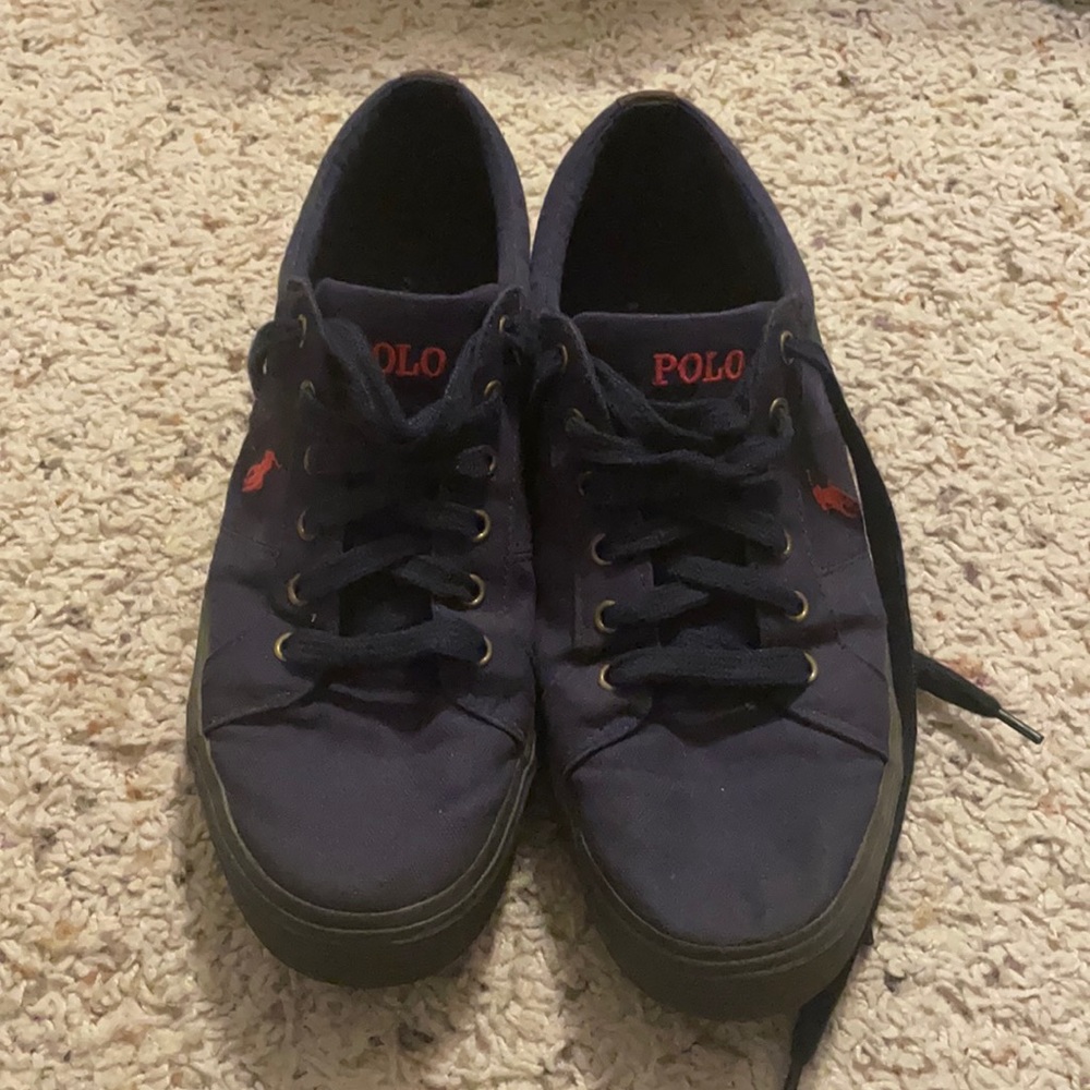 Polo Ralph Lauren Navy Blue Shoes. Men’s size 11D. Canvas upper. Fabric lining.